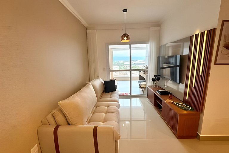 Apto varanda gourmet vista mar e serra. Ar cond.