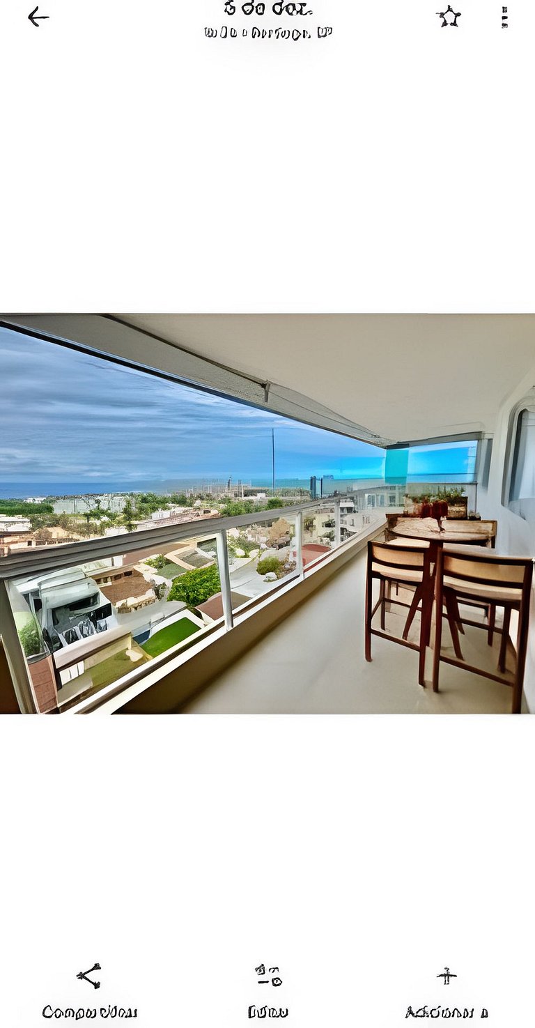 Apto varanda gourmet vista mar e serra. Ar cond.
