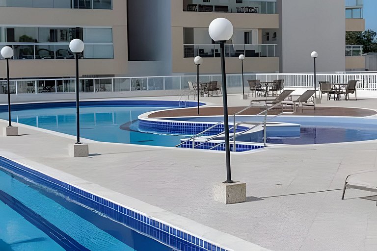 Apto varanda gourmet vista mar e serra. Ar cond.